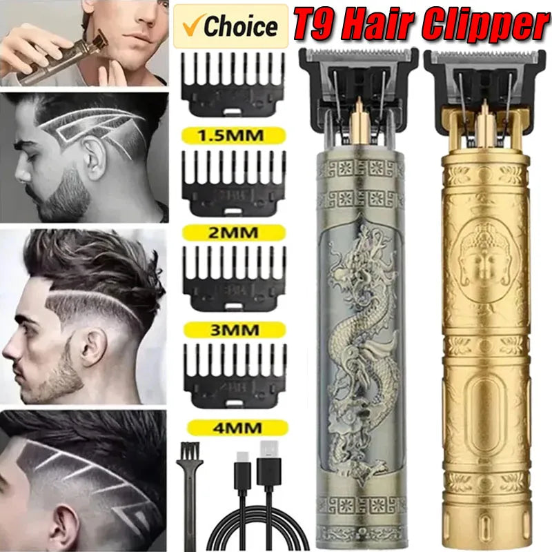 T9 máquina de cortar cabelo barba barbear aparador de pêlos do corpo máquina de corte de cabelo elétrica barbeiro profissional homens aparador barbeador