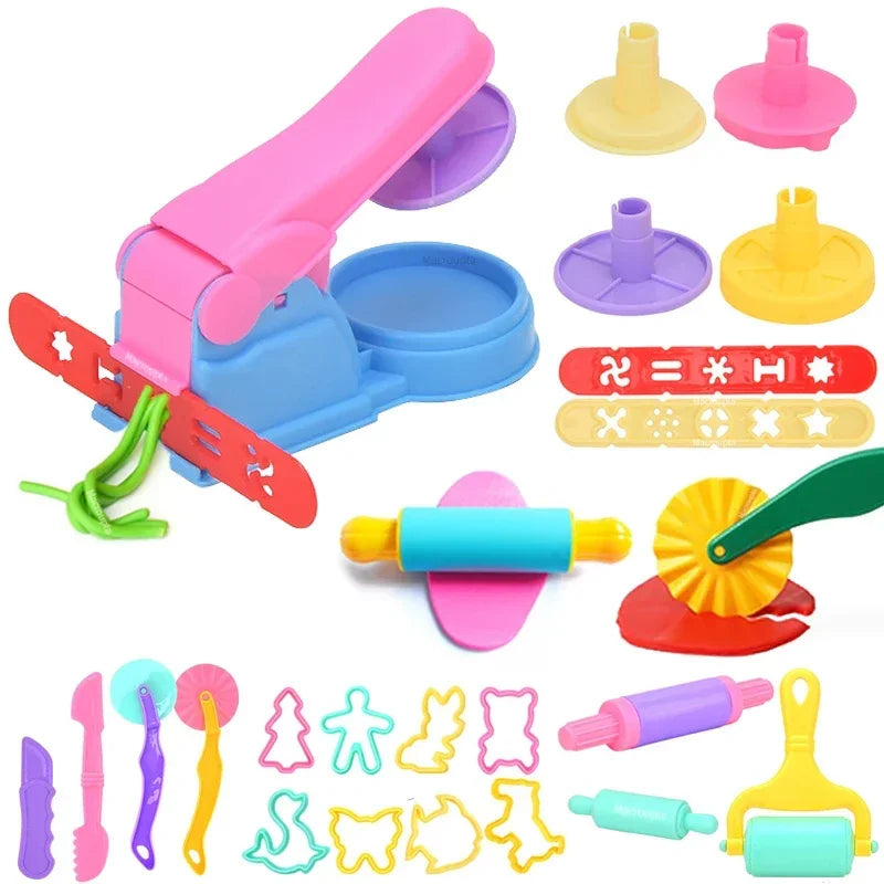 Molde de plasticina 3d criativo, acessórios para modelagem de argila, kit de ferramentas para macarrão, conjunto de plástico, faca, brinquedo educacional para crianças